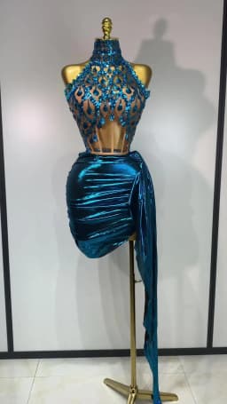 Luxury Rhinestone Sequined Backless Sexy Top Skirt Set Celebrate Evening Party Prom Gowns 2025 Nightclub Singer Stage Outfit
