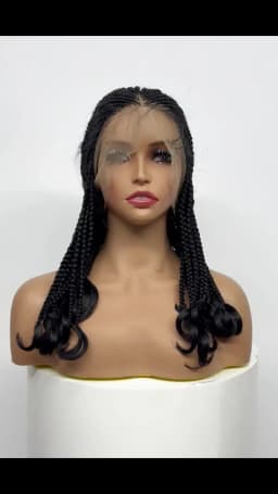 Full Lace Synthetic African Cornrow Braided Wigs for Black Women 18 Inches Lace Frontal Knotless Box Braiding Wigs with Wavy
