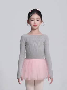 Girls Ballet Dance Sweater Elastic Flat Shoulder Sweater Teen Children Autumn Winter Dance Pullovers Long Sleeve Knitwear