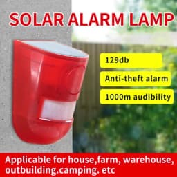 Portable Solar Infrared Motion Sensor Alarm, 110dB Siren, Strobe Sound and Light for Home, Yard, Outdoor Security Alarm System