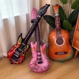 Inflatable Guitar 35inch Rock Star Guitar Reusable Inflatable Guitar Toys Balloons 80s 90s Themed Kids Birthday Party Decoration