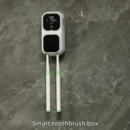 Rechargeable Smart Double Toothbrush UV Sterilizer Wall Mount Toothbrush Holder UV Disinfection & Air Drying Digital Display