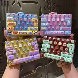 Candy Color Fidget Keycap Clicker Keychain Cute 26 Keys Stress Relief Keyboard Toy Bag Pendant Cartoon Fidget Key Ring