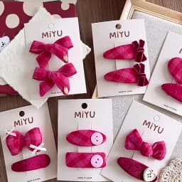 Japan-Korea Popular Fabric BB Hair Clips Set Bow Side Clips for Girls Daily & Party Hairpins Rose Bow Fabric Side Clips