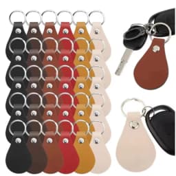 10 PCS Leather Keychain PU Leather Key Fobs With Rivets And Keychain Ring Sublimation Keychain Blanks