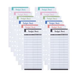 Set of 12 Expense Tracker Budget Sheets Money Organizer for Cash Ledger Book Double-sided Writing Use with Cash Envelope