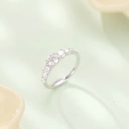 Bamoer Half Eternity Moissanite Ring Heart Setting D Color VVS1 EX Lab Diamond 925 Sterling Silver for Women Engagement Jewelry