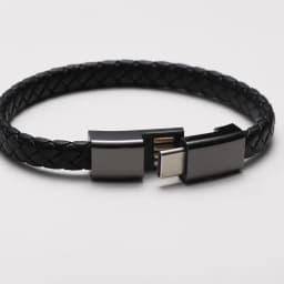 Leather Rope Bracelet for Men Boys,Black Charging Cable Wristband,Simple Convenient Jewelry Gifts