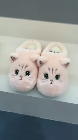 Size 44 45 Black Kitty Cat Winter Adult Slippers for Home Women's Fluffy Kitten Slipper Unisex Warm Furry House Shoes Drop Ship