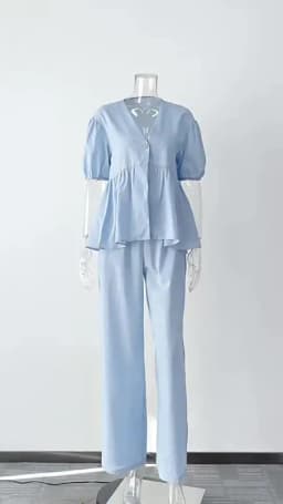 Mumaroho 2025 Women Spring Summer Holiday Pant Set Suits Cotton Solid Outfits V-neck 2 Two Piece Matching Set For Women