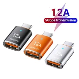 12A USB 3.0 To Type C Adapter LED OTG USB C Male to USB A Female Connector For iPhone 15 Tablet Notebook Android Phones Adapter