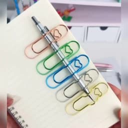 4Pcs Multifunctional Love Pen Clip, Portable Hanging Pen Button Fixed Seat Paper Clip for Notebook Stationery Accessories