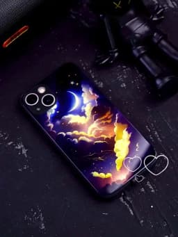 2026 Pretty Galaxy Beach Smart LED Light Glow Tempered Glass Phone Case For iPhone Air 18 17 16 E 15 14 13 12 11 Pro Max