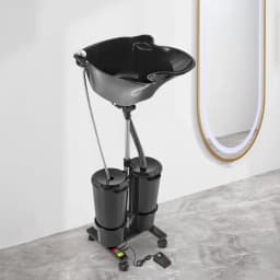 Portable Shampoo Basin Adjustable 1.05-1.4m Height, 2x10L Buckets, EU Plug for Salon/Home Hair Washing Comfort