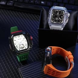 Luxury Glacier Modification Kit for IWatch Series 8 7 6 5 4 SE 45MM 44MM Transparent Case for Apple Watch Ultra 49mm Mod Band