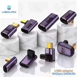UGOURD 40Gbps Extension Cable Adapter USB C Male to USB C Female Adapter Angled Type C to C Converter 240W With Indicator Light