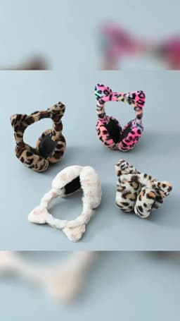 Leopard Foldable Leopard Print Earmuffs Winter Warm Thickened Ear Cover Women Windproof Frostproof Earlap Simple Plush Hairband