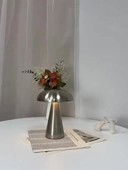 Retro Mushroom Table Lamp LED Touch Control 3 Color Dimming Rechargeable Night Light Coffee Bar Restaurant Desktop Decor Lamp
