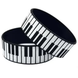1 PC Piano Keys Silicone Bracelet 1 Inch Wide Printed Logo