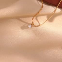 La. Muses Asymmetric Rice Bead Round Bead Chain Cubic Zirconia Pendant Stainless Steel Women's Necklace High-end Jewelry Gift