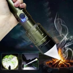 Flashlight Lighter & Power Bank Combo,Rechargeable,Zoomable Super Bright Beam,5 Modes Flashlight for Outdoor Camping Emergency