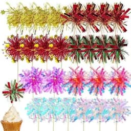 10-30Pcs Firework Cupcake Topper Christmas New Year Cake Decor Foil Toothpicks for Christmas, Picnics, Bar, Birthday Party