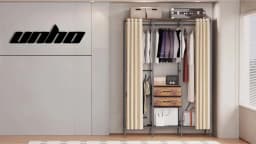 Industrial Coat Rack Stand, Open Wardrobe, Clothes Rail with 2 Drawer and Shelves, Bedroom Storage, Hanging Bar, XXL