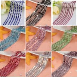 1yard/Piece 30Colors SS6-SS16 Glass Crystal Rhinestone Chain Silver Bottom Sew on Cup Chains For Diy Garment Bags Decorations