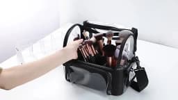 Makeup Brush Holder Backpack Makeup Artist Travel Case Clear Waterproof Cosmetic Organizer Bag With Adjustable Strap And Divider