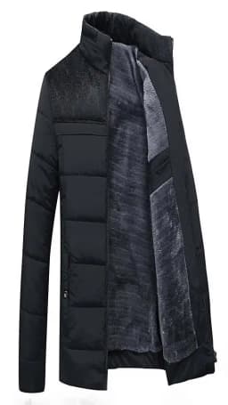 Men's Plush Thickened Parkas Stand Collar Winter Jacket Men's Parker Coat Winter Warm Thick Zipper Coat Padded Overcoat for Men