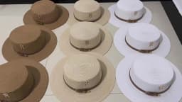 Rhinestone women's summer beach sunshade hat Braided straw sunblock hat French belt vintage top hat