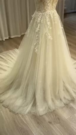 BEPEITHY Customized V Neck Spaghetti Straps A Line Lace Wedding Dresses For Women 2026 Shinny Sleeveless Boho Bridal Party Gown
