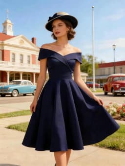Tonval Vintage Off the Shoulder Party Sexy Evening Birthday Dresses Prom Elegant Women Fit and Flare Cotton Dress