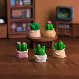 1:6 Dollhouse Miniature Potted Plants Model Green Leafed Plant Pot Bonsai Home Garden Decor Toy Doll House Accessories
