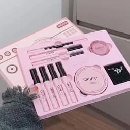 Face Makeup Sets Include 4PC Lip Mud,1 Pressed Powder,1 Blush,1 Eyeliner,1 Mascara,1 Eyebrow Pencil Camera Look Cosmetics Kits
