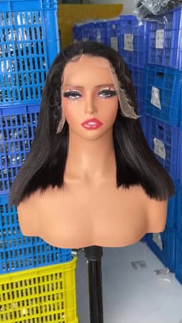 5x5 13x4 13x6 HD Lace Frontal Wig 100% Vietnamese Human Hair Double Drawn Bone Straight Short Bob Lace Wigs Pre-Plucked #1B