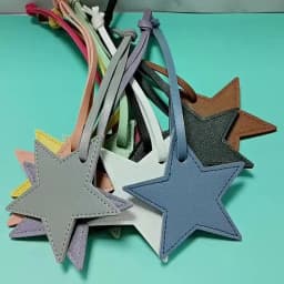 8cm PU Leather Patch Five-Pointed Star Keychain Star Decoration For Embellishing Bag Clothing Lanyard