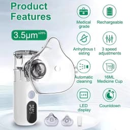 Fireurus Rechargeable Nebulizer Adjustable LED Display Medical Silent Ultrasonic Inhaler Mobile Steam Device Adult Child Medical