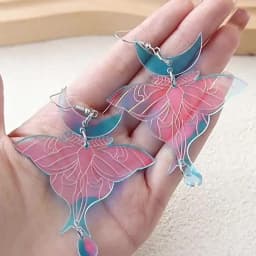 New Iridescent Luna Moth Laser Acrylic Earrings for Women 2023 Cute Butterfly Drop Dangle Earring Statement Jewelry Gifts
