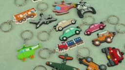 16PCS Set Vehicle Series Keychain Cute Train Helicopter Plane Keyring Fashion Car Key Accessories Kids Favor Birthday Key Gift