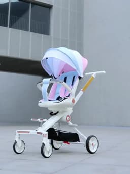 Baby stroller 0 to 3 years High view Shock absorption four wheels stroller folding Can sit or lie down lightweight baby stroller