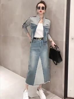 Autumn Women Stand-up Collar Zipper Denim Coat Korean Ladies Patchwork Cowboy Outwear 2025 Female Long Sleeves Jeans Jacket