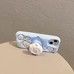 Cute Sheep Folding Stand Holder Case For iPhone 17 16 15 13 14 12 11 Pro Max Soft Silicone Lamb Bracket Back Cover Fundas