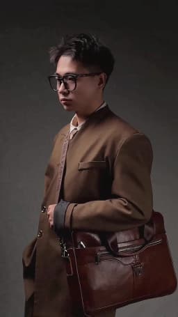BULLCAPTAIN Men's Genuine Leather Briefcase Shoulder Bag 15 Inch Laptop Case Men's Briefcase Classic Office Business Handbag