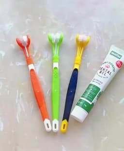 4pcs Colorful 3 Sided Dog Toothbrush Set Triple Head Pet Dental Brush for Small Medium Large Dogs Oral Care Cleaning Tool