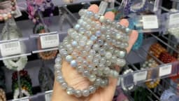 JD 5A Quality Genuine Natural Gray Moonstone Stone Beaded Bracelets Women Men Charm Round Gems Energy Healing Bangles Jewelry