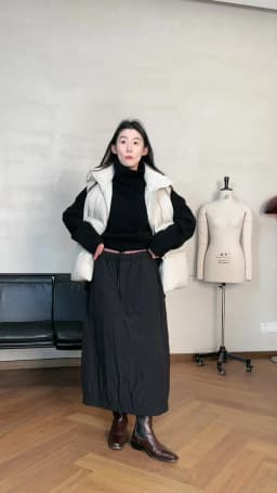 Filled with Wool Batting~ Classic Black Quilted Skirt, New 2026 Autumn/Winter Women's Casual Versatile Skirt