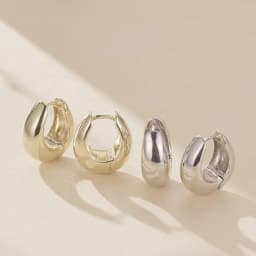 BAMOER 18K Gold Plated 925 Sterling Silver Post Glossy Hoop Earrings, High Polished Trendy Fashion Statement Jewelry for Women