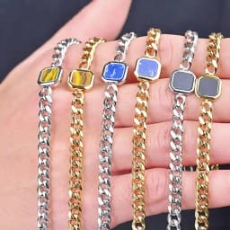 Vnox 5/7mm Width Adjustable Chain Bracelet for Men, Stainless Steel Acrylic Six-Sided Polished Jewelry Gift for Husband Son Him