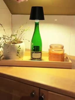 AITHEA Wireless Wine Bottle Cork Lamp Touch Control Dimmable LED Desk Light USB C Charging for Home Bar Decor